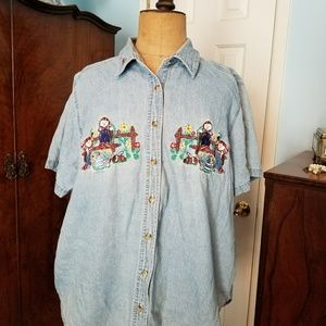 Short sleeve denim shirt 100% cotton size 18W/20W